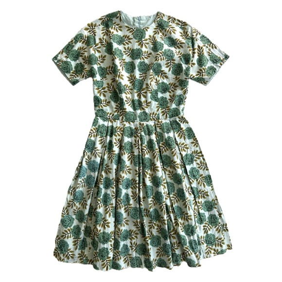 Handmade Vintage 1960s Simplicity Pattern Fit & Flare Floral Retro Cotton Dress - Picture 1 of 6